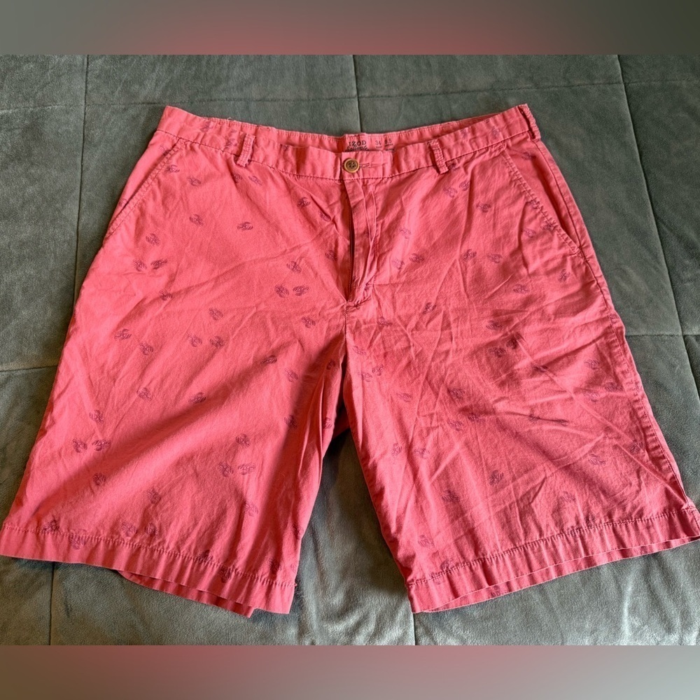 IZOD Salt Water Pink Flat Front Shorts Casual Summer Style Size 34